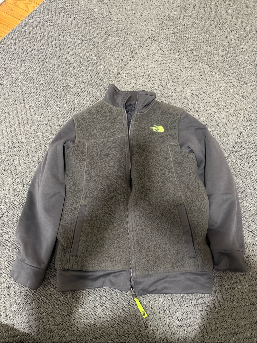 The North Face Kids Large Gray Full-Zip Reversible Fleece Jacket